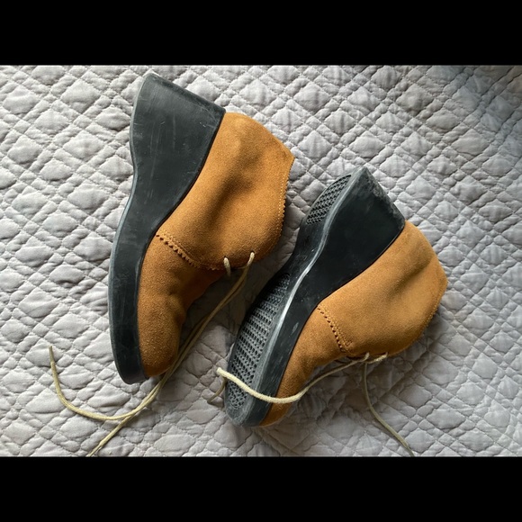 Vintage 90s retro fashion bug suede leather platforms 7.5 - Picture 3 of 5